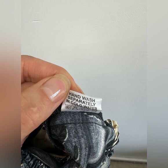 Black Silk Two Piece Halter Top & Short Set Handmade Indian Tribal Print Size S - Picture 13 of 16